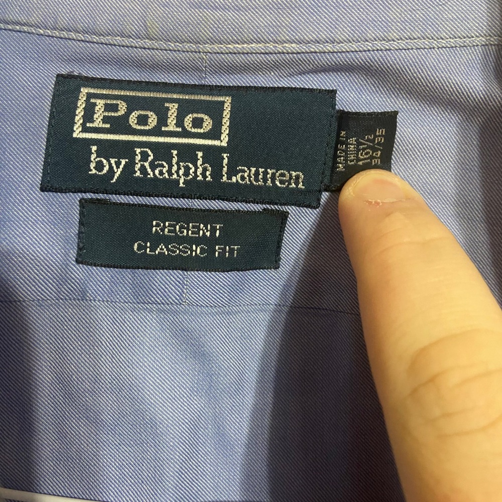 Polo Ralph Lauren Regent Classic Fit Blue Pinpoint Oxford Dress Shirt 16.5 34/35 - Picture 3 of 7